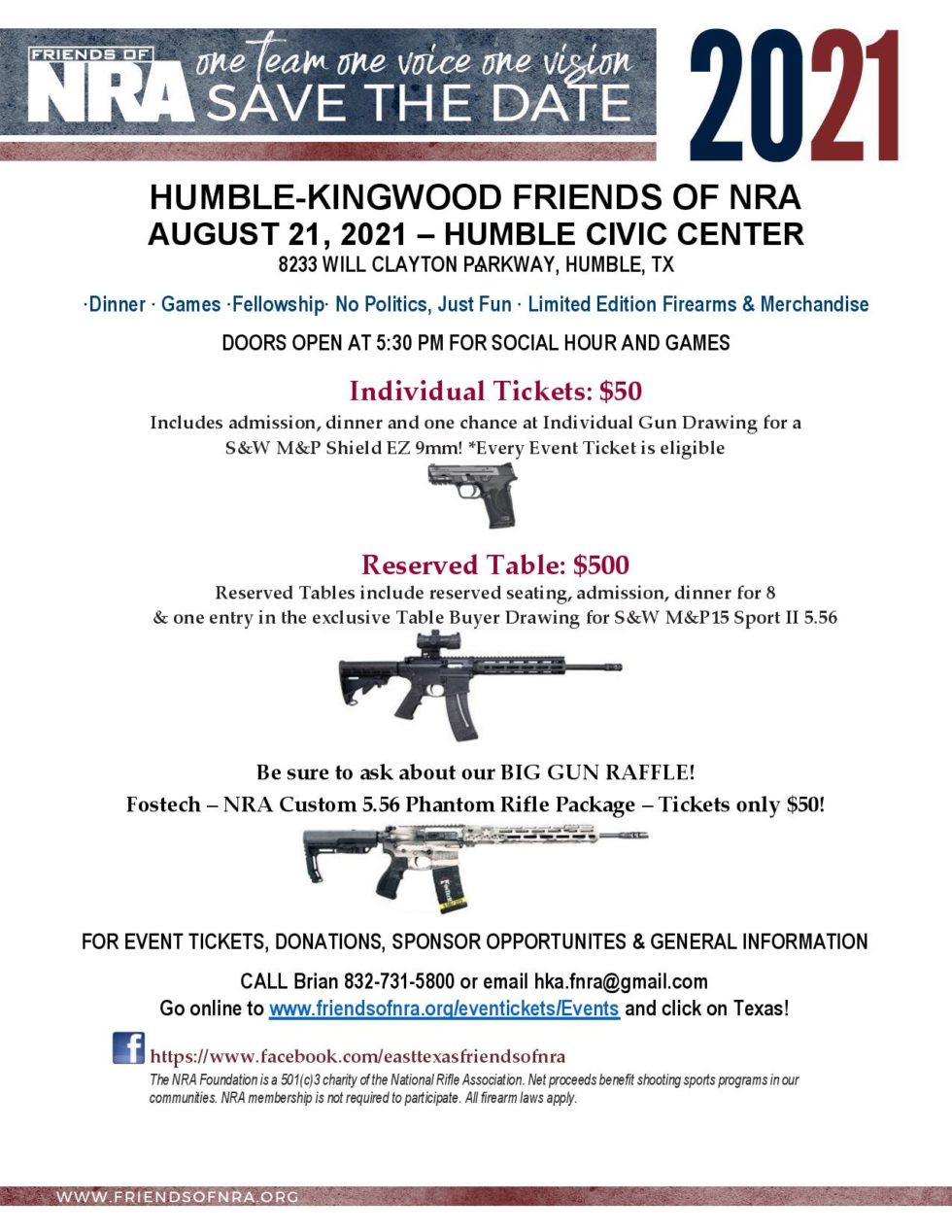 HUMBLE/KINGWOOD FRIENDS OF THE NRA BANQUET Humble Civic Center